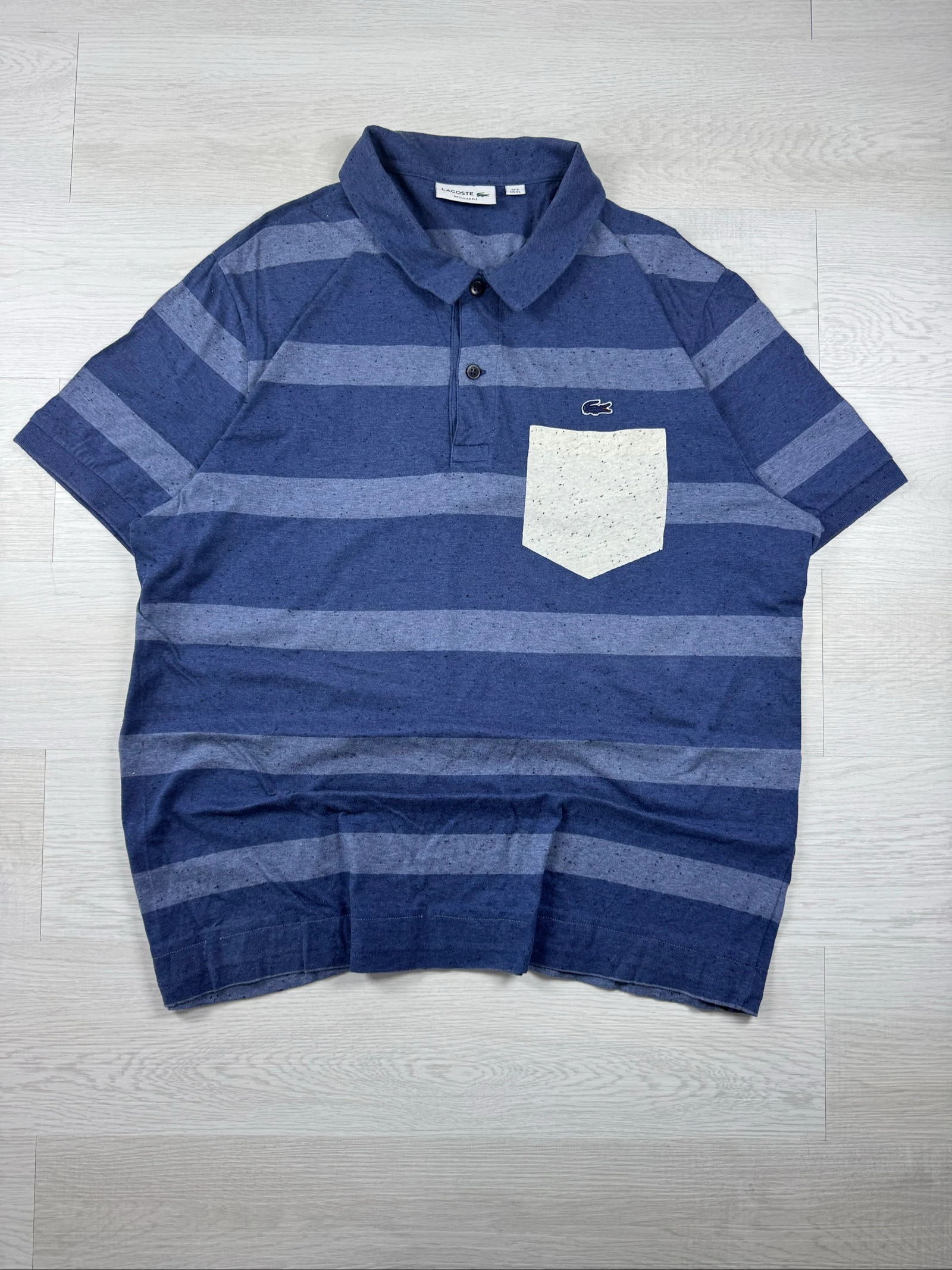 Lacoste Regular Fit Striped Polo Shirt XL Blue Pocket
